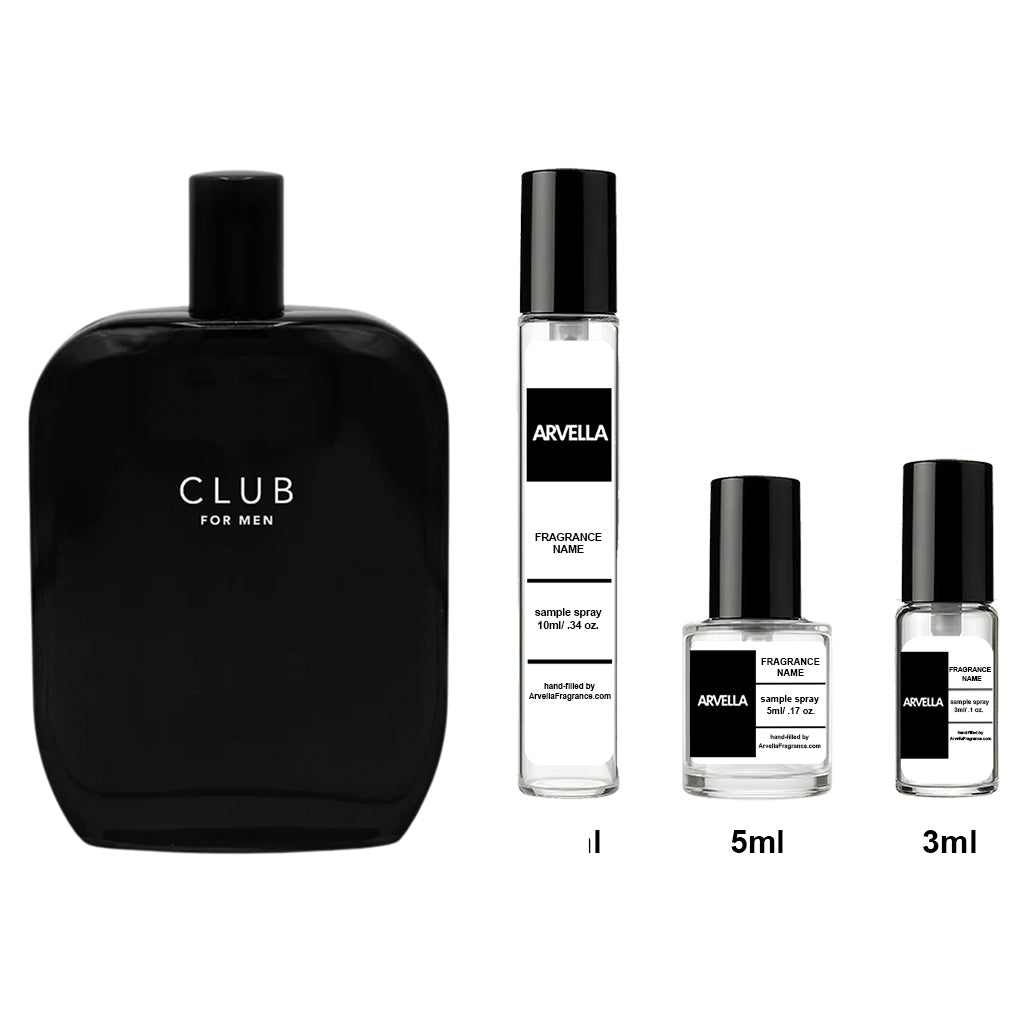 Fragrance One Club For Men Samples 10ml Spray - Arvella Fragrance